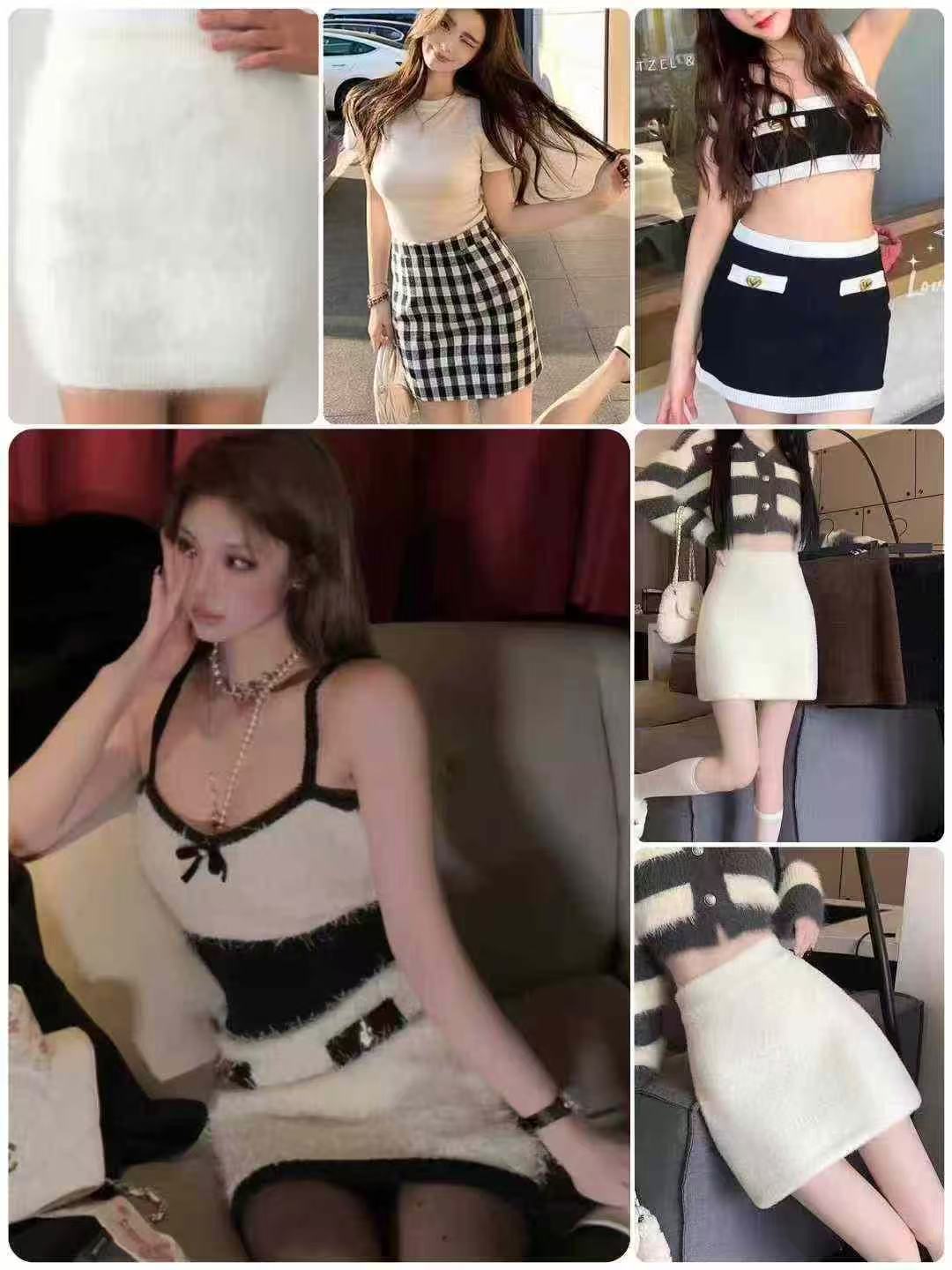 Knitted beautiful girl short skirt