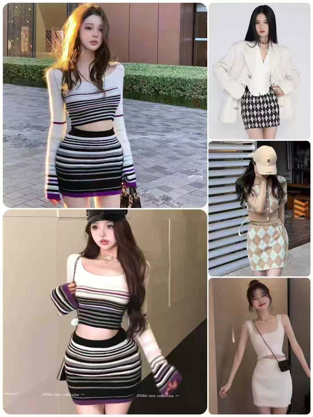 Knitted beautiful girl short skirt