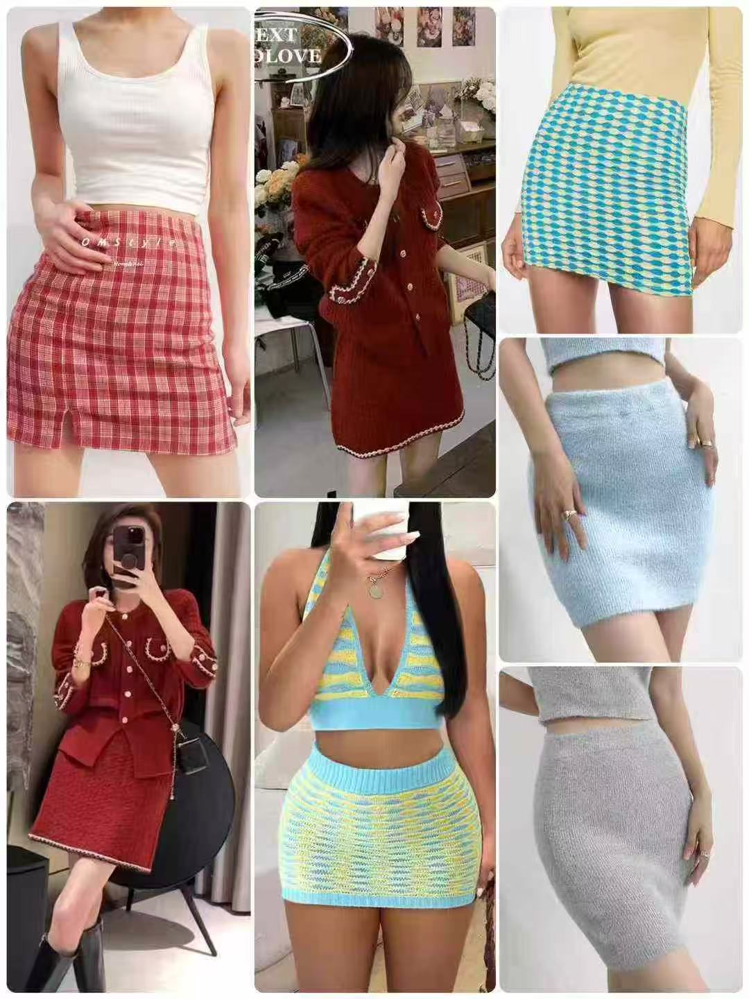 Knitted beautiful girl short skirt