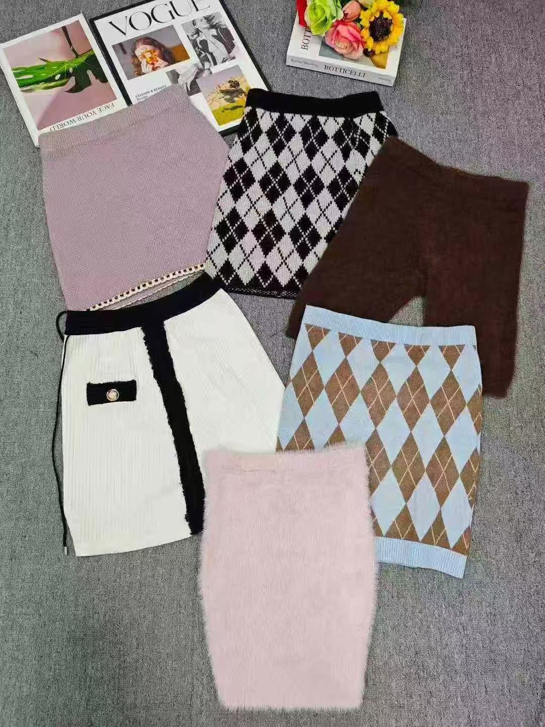 Knitted beautiful girl short skirt