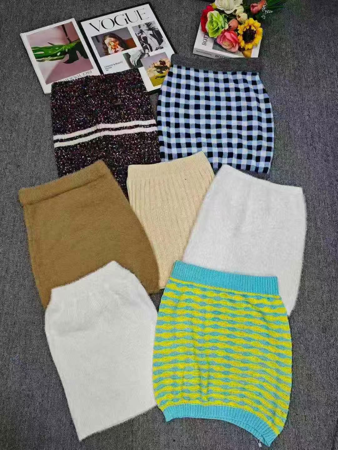 Knitted beautiful girl short skirt