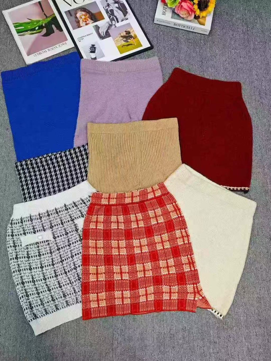 Knitted beautiful girl short skirt